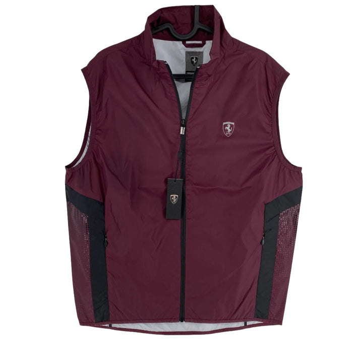 Scuderia Ferrari Men's Windproof & Water Repellent Vest - Burgundy