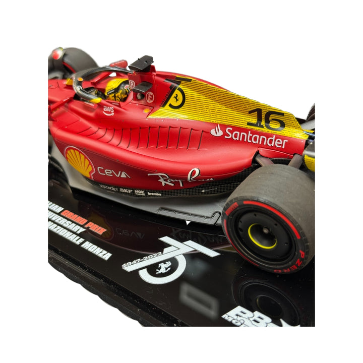 2022 Scuderia Ferrari HP F1™ Team Charles Leclerc 2022 Monza GP 2nd Place & Pole 100th Anniversary Model - Red/Yellow