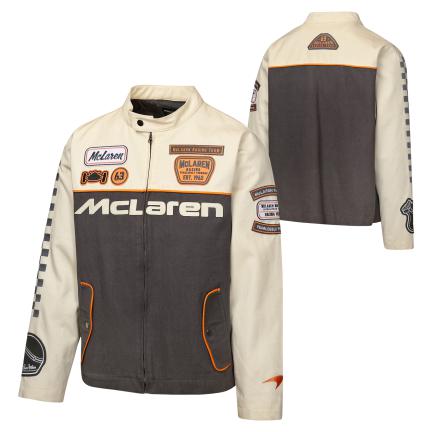 2025 McLaren F1™ Team Auto Racing Car Men's Canvas Jeans Jacket - Beige