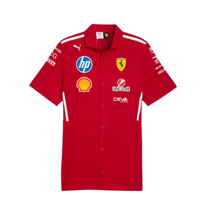 2025 Scuderia Ferrari F1™ HP Team Men's Button Up Shirt - Dark Cherry Red