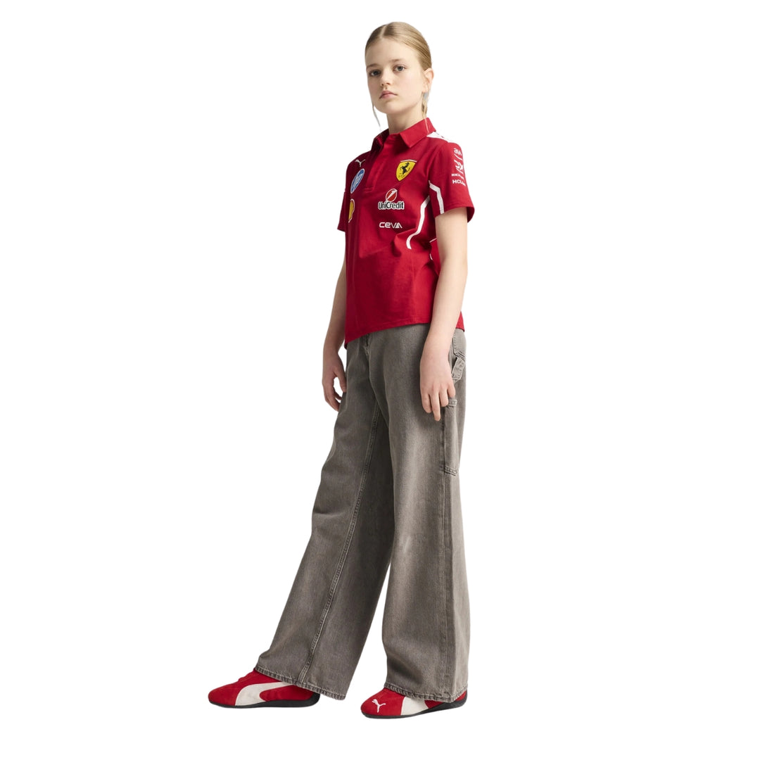 2025 Scuderia Ferrari HP F1™ Team Kid's Polo Youth - Dark Cherry Red