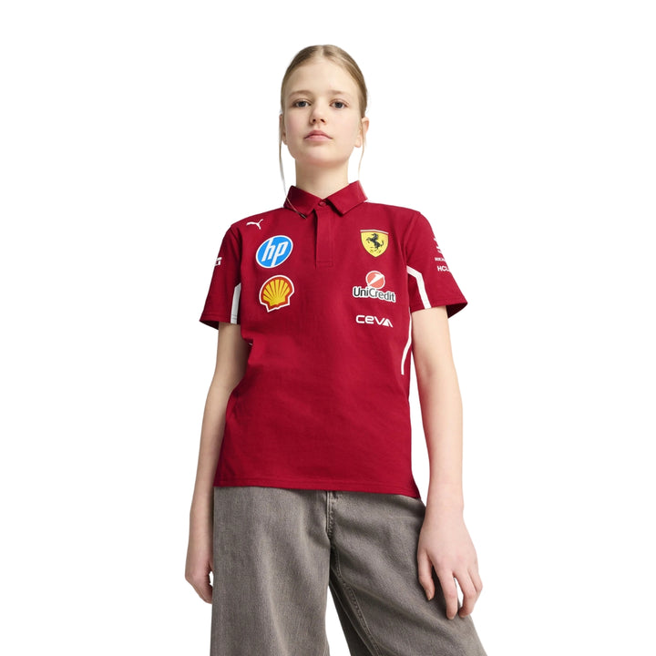 2025 Scuderia Ferrari HP F1™ Team Kid's Polo Youth - Dark Cherry Red