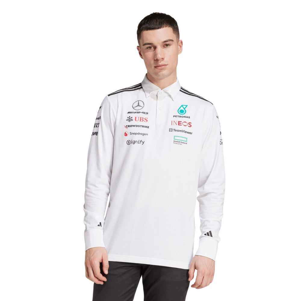 2025 Mercedes-AMG F1™ Team x Adidas Long Sleeve Team Men's Polo - White