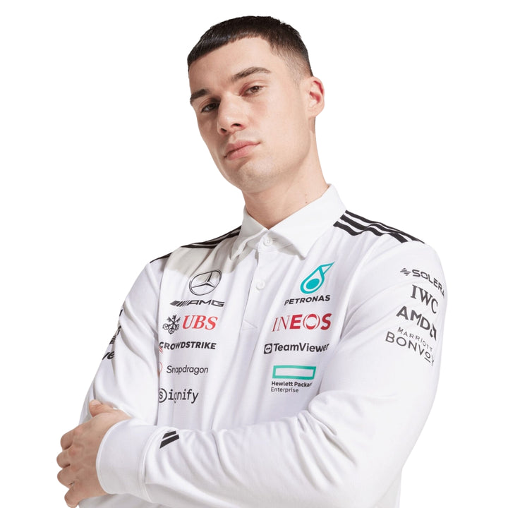 2025 Mercedes-AMG F1™ Team x Adidas Long Sleeve Team Men's Polo - White