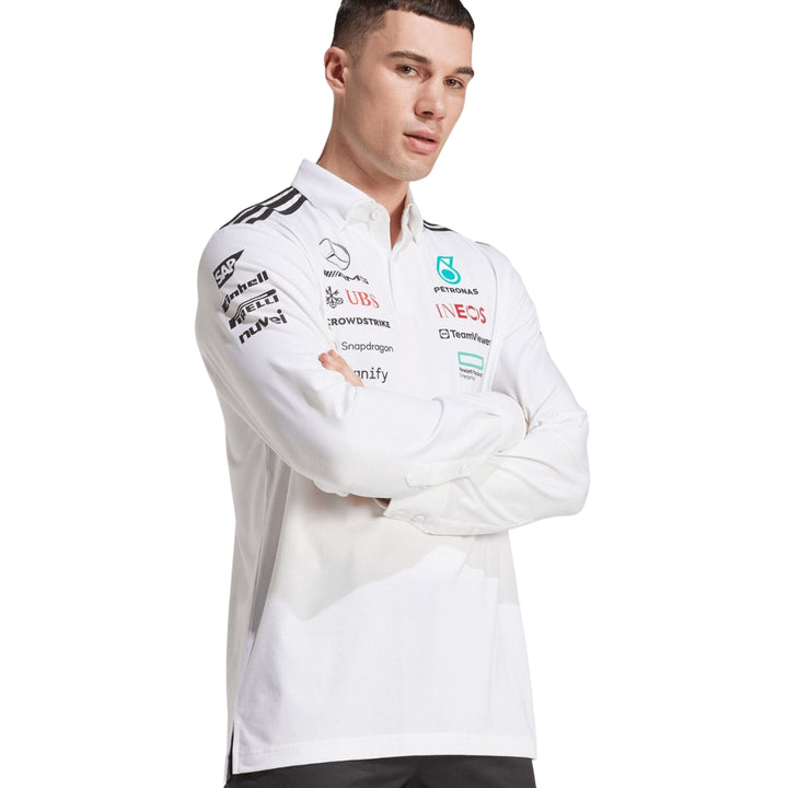2025 Mercedes-AMG F1™ Team x Adidas Long Sleeve Team Men's Polo - White