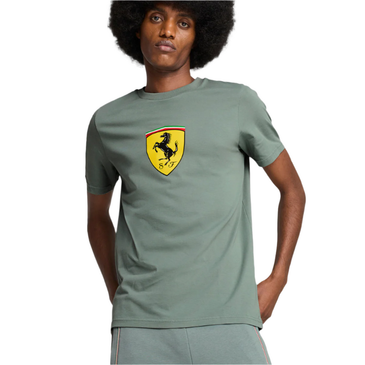 2025 Scuderia Ferrari F1™ Race CR Big Shield Men's T-Shirt - Rosso Corsa Red / Black / Green Moon