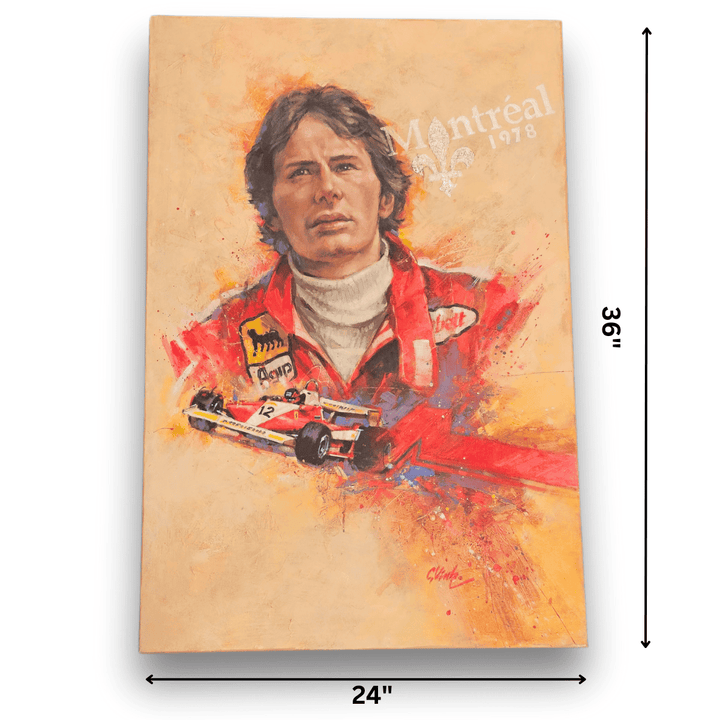 Cuadro grande de la primera victoria del GP de Montreal de Gilles Villeneuve de la Scuderia Ferrari de 1978