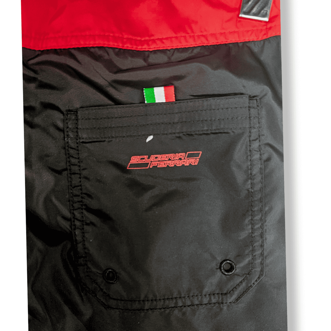 Scuderia Ferrari F1™ Team 'Checker flag'  Youth Kids Long Bermuda Toddler Swimming Shorts - Black