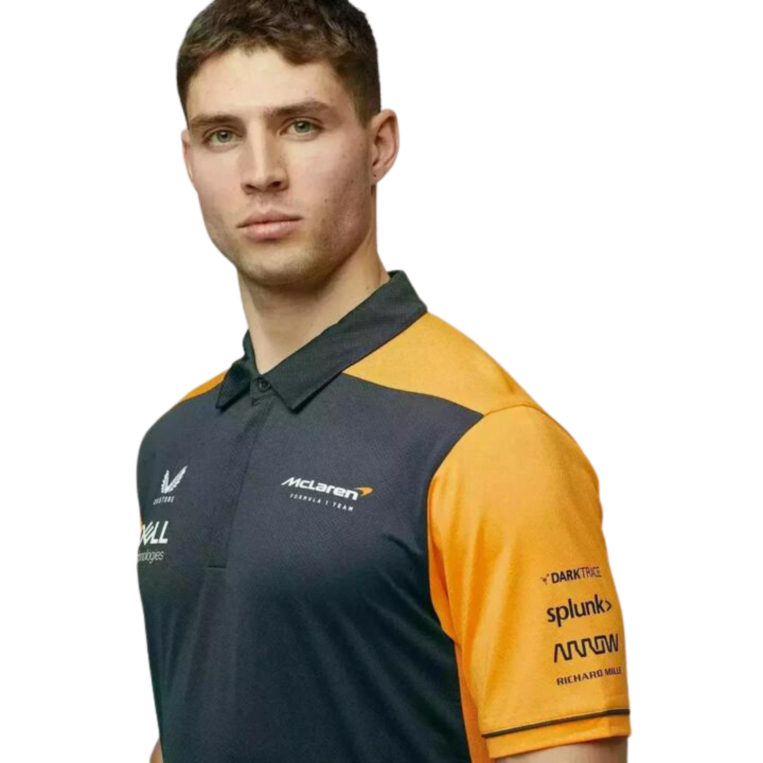 McLaren F1™ Team Replica Polo Shirt - Men - Dark Grey and Papaya Orange