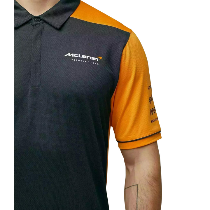 McLaren F1™ Team Replica Polo Shirt - Men - Dark Grey and Papaya Orange