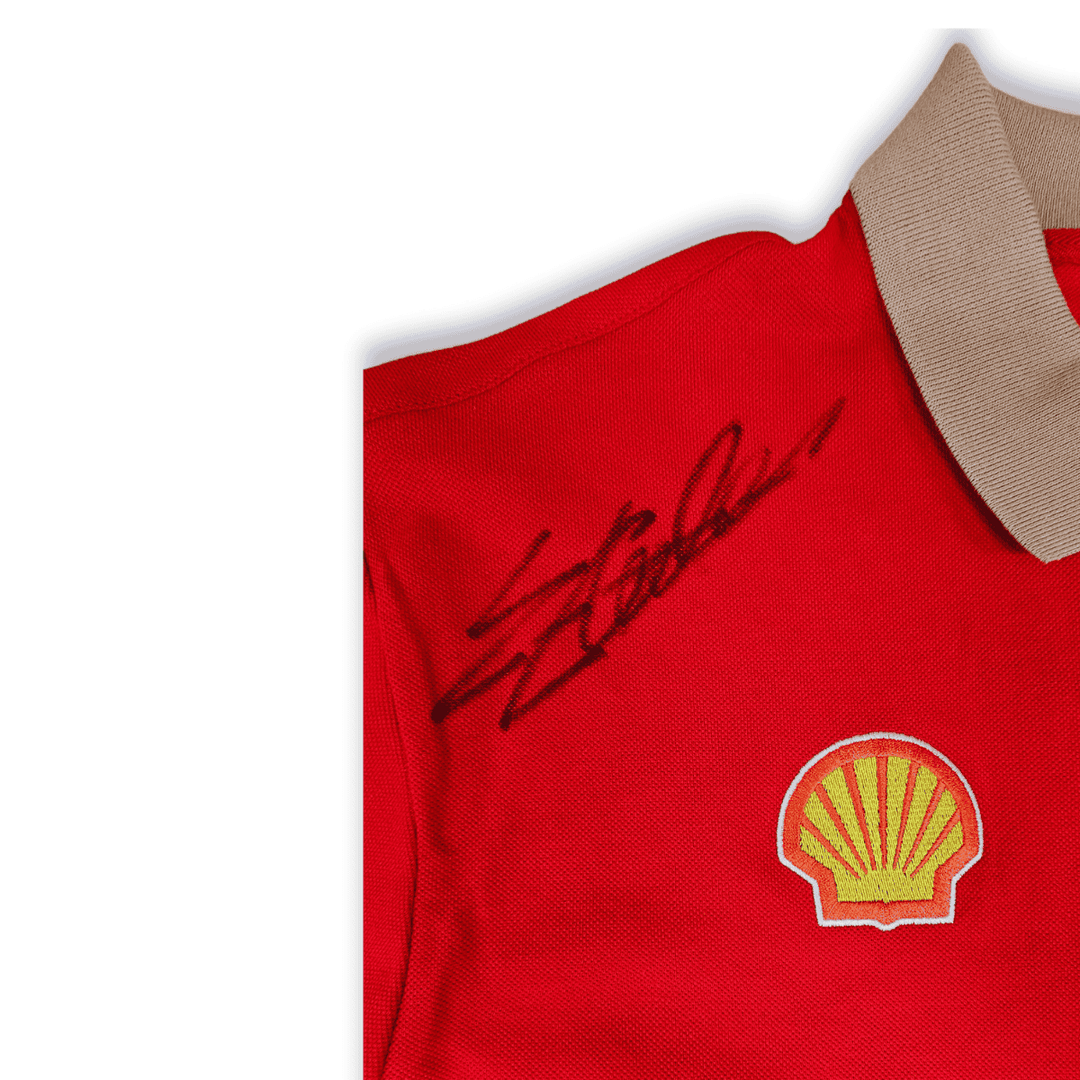 Polo de hombre del equipo técnico de la Scuderia Ferrari firmado por Charles Leclerc y Carlos Sainz - Rojo