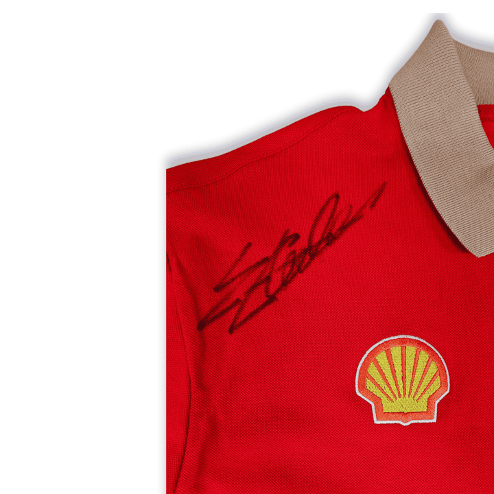 Polo de hombre del equipo técnico de la Scuderia Ferrari firmado por Charles Leclerc y Carlos Sainz - Rojo