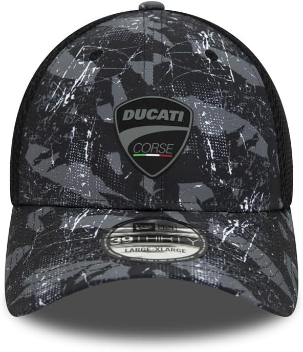 Casquette ajustée camouflage Ducati Corse New Era® 39THIRTY pour homme - Noir et gris