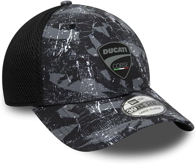 Casquette ajustée camouflage Ducati Corse New Era® 39THIRTY pour homme - Noir et gris