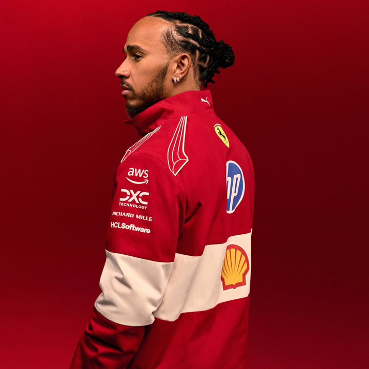 2025 Puma Scuderia Ferrari® Team Racing Lewis Hamilton Vintage Adult Jacket - Dark Cherry Red