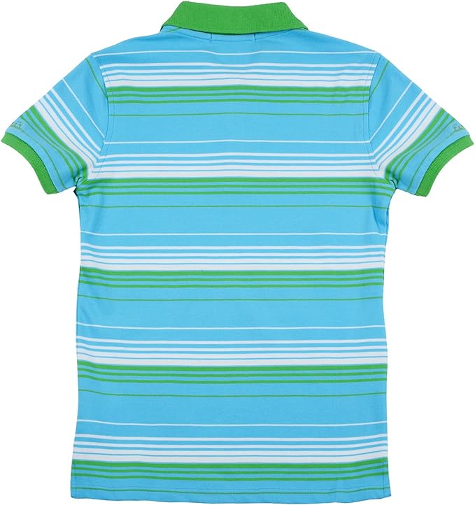 Authentic Women's Ferrari Cavallino Rampante Stripe Polo Shirt Turquoise