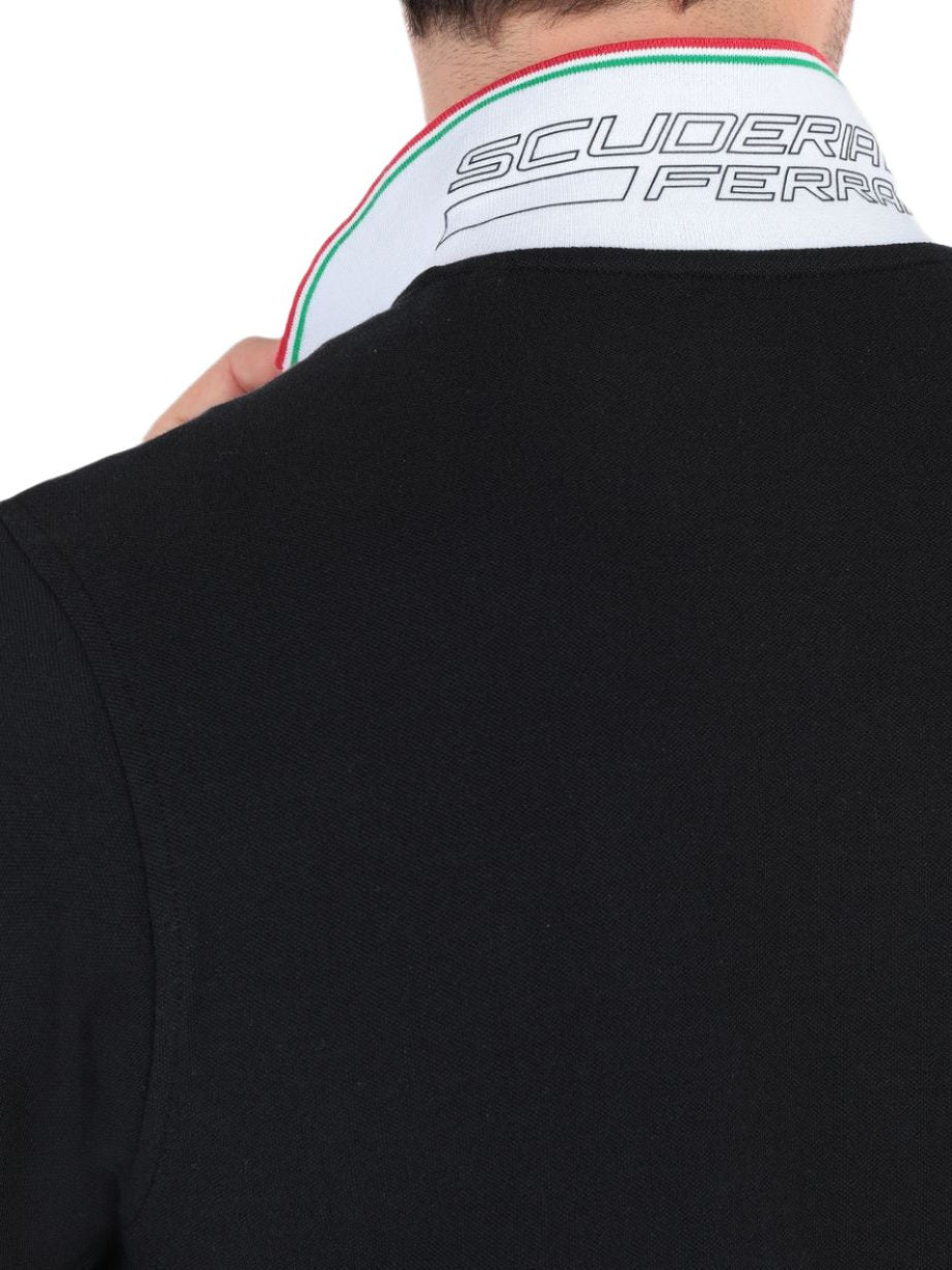 Scuderia Ferrari Italian Collar Men's Golf Shirt Polo - Black