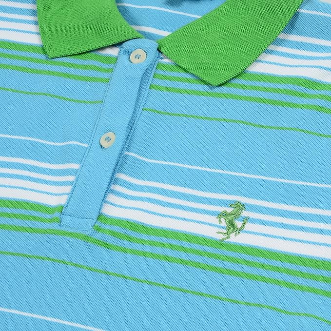 Officially Licensed Ladies Ferrari Cavallino Rampante Stripe Polo Shirt XS Turquoise