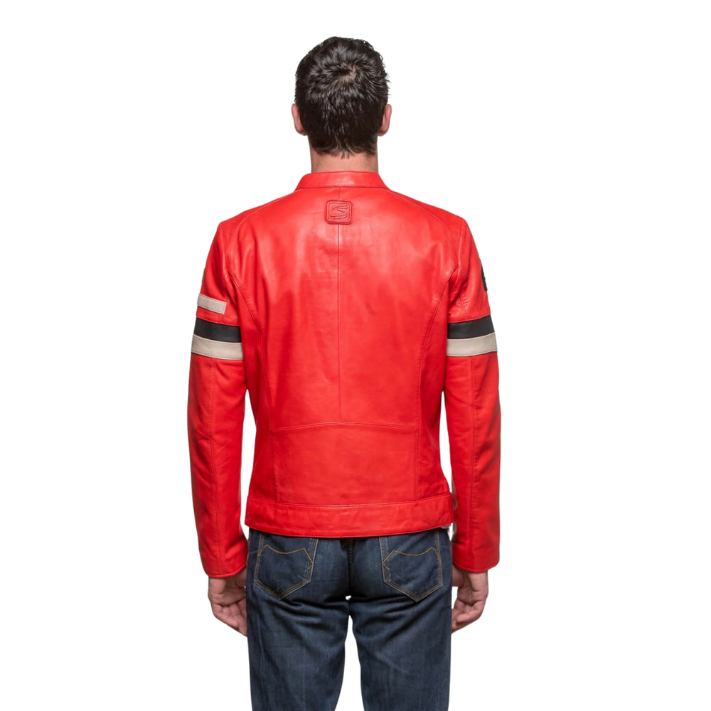 Genuine Ayrton Senna "Magic Senna" Leather Men's Jacket - Red