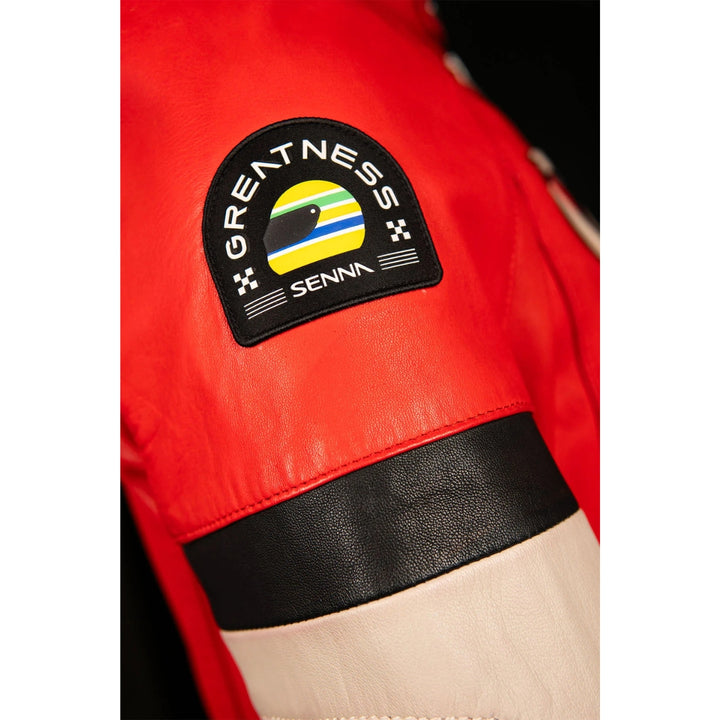 Senna McLaren MP4/4 F1 Car Leather Adult Jacket - Red
