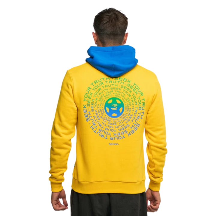 Ayrton Senna Seek Your Truth Circle Hooded Men's Sweatshirt - Yellow