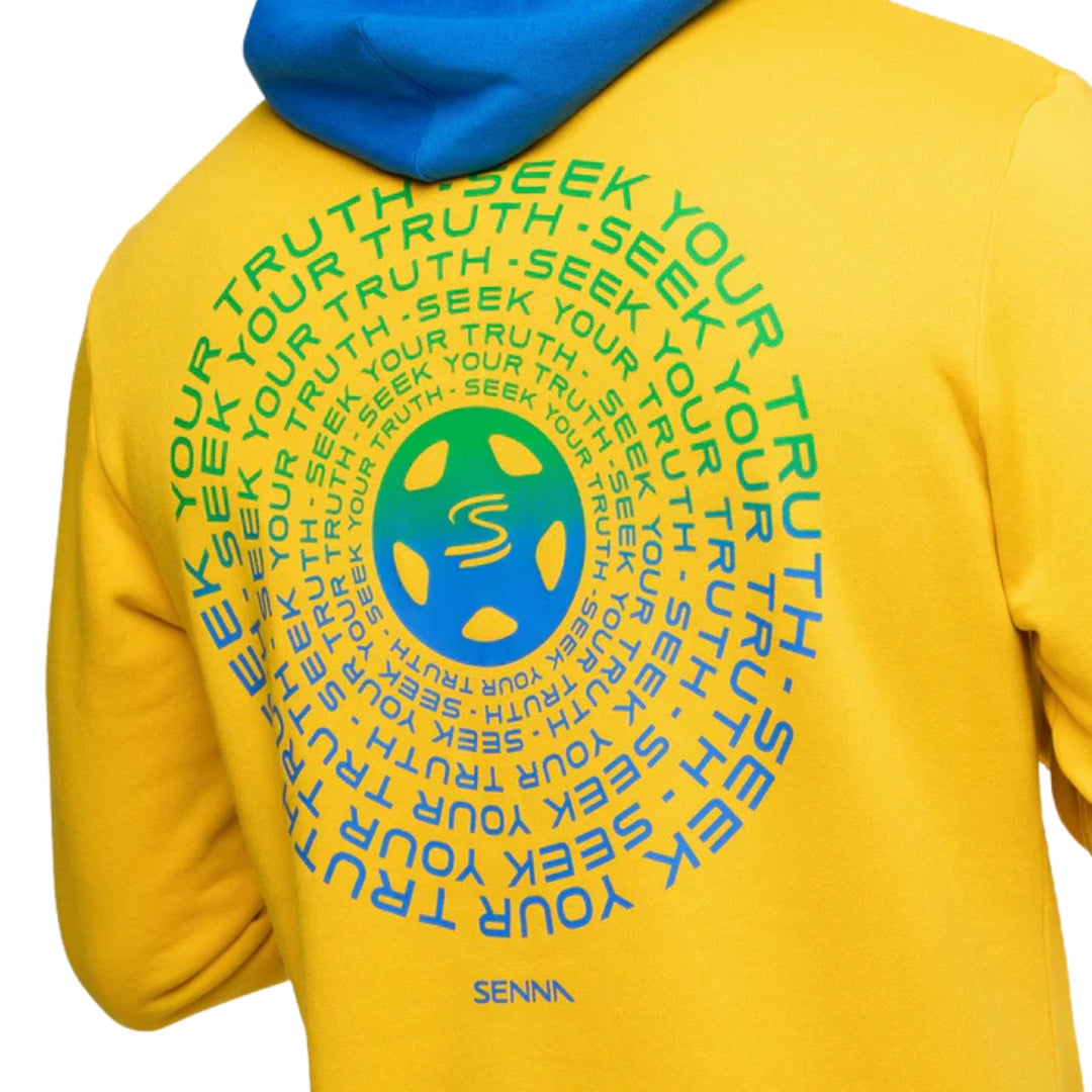 Ayrton Senna Seek Your Truth Circle Hooded Men's Sweatshirt - Yellow