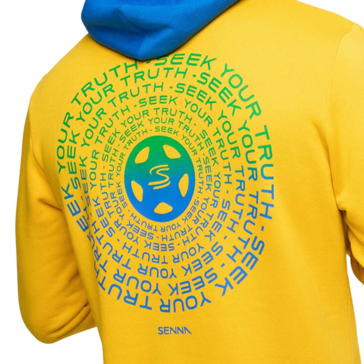 Ayrton Senna Seek Your Truth Circle Hooded Men's Sweatshirt - Yellow