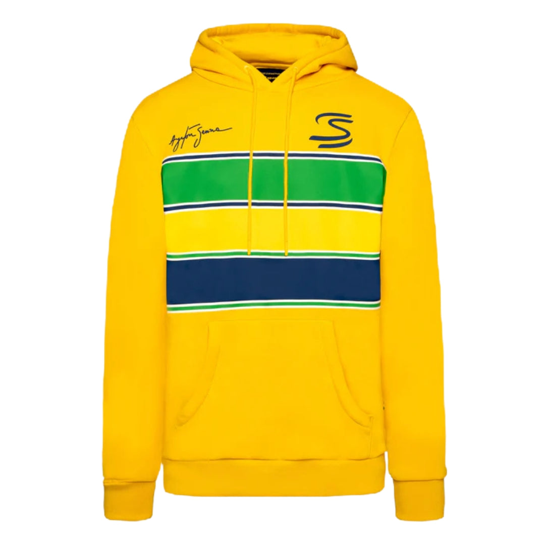 Ayrton Senna Stripe Pullover Hooded Men's Sweatshirt - Yellow
