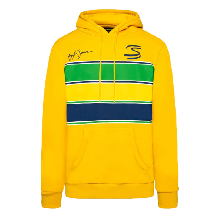 Ayrton Senna Stripe Pullover Hooded Men's Sweatshirt - Yellow