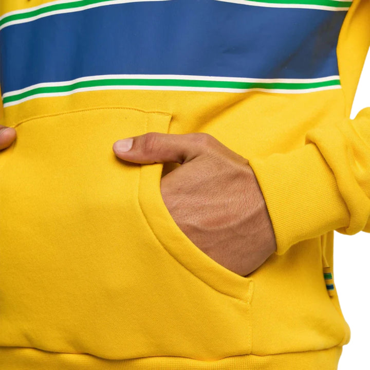 Ayrton Senna Stripe Pullover Hooded Men's Sweatshirt - Yellow