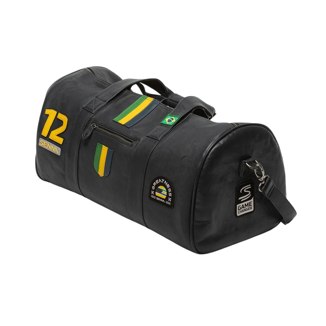 Ayrton Senna "Sao Paulo" Leather Travel Bag- Navy Blue
