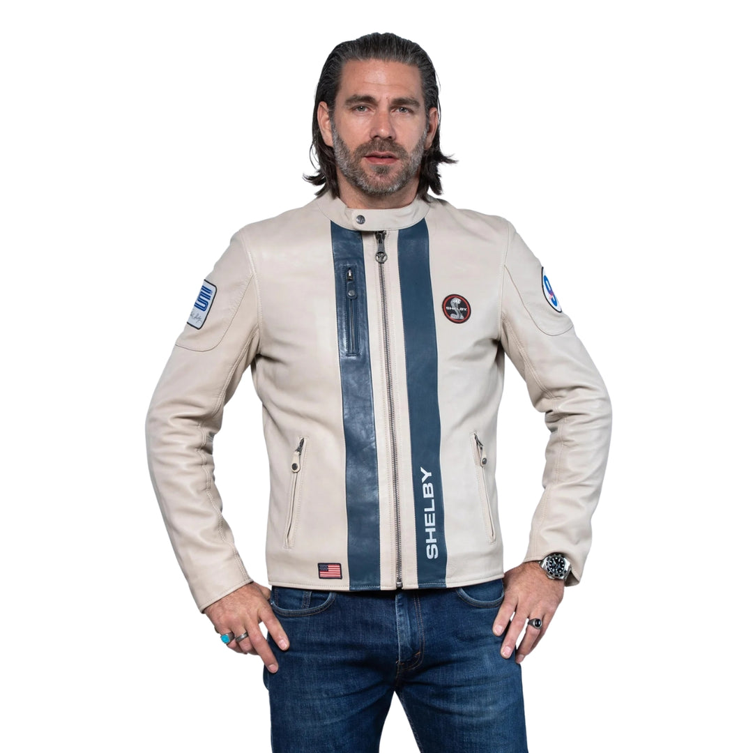 Carroll Shelby Shelby Leather Men Jacket Ecru - Beige