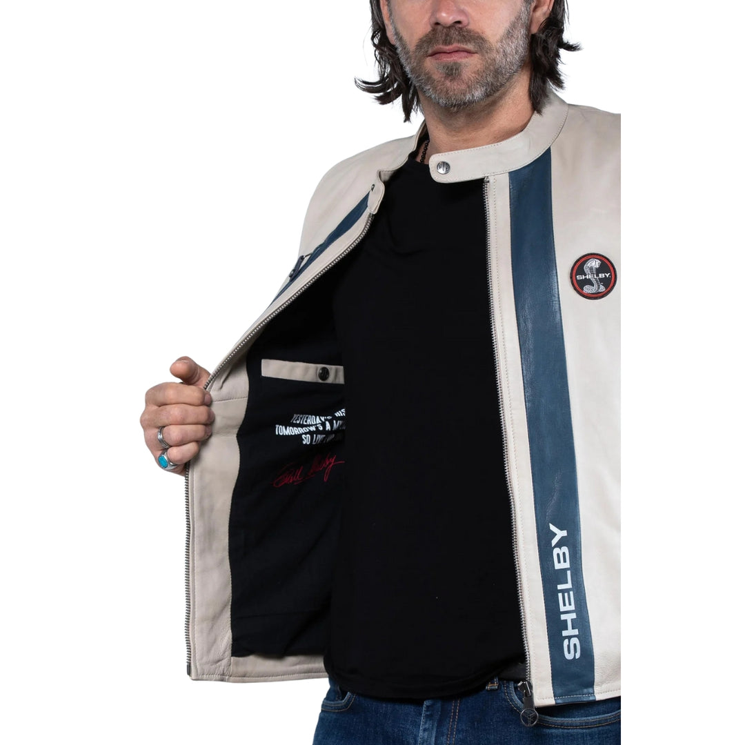 Carroll Shelby Shelby Leather Men Jacket Ecru - Beige