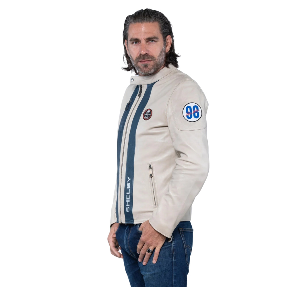 Carroll Shelby Shelby Leather Men Jacket Ecru - Beige