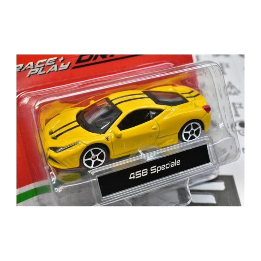 Ferrari 458 Speciale Bburago Race + Play 1:64 Scale Model Car - Yellow