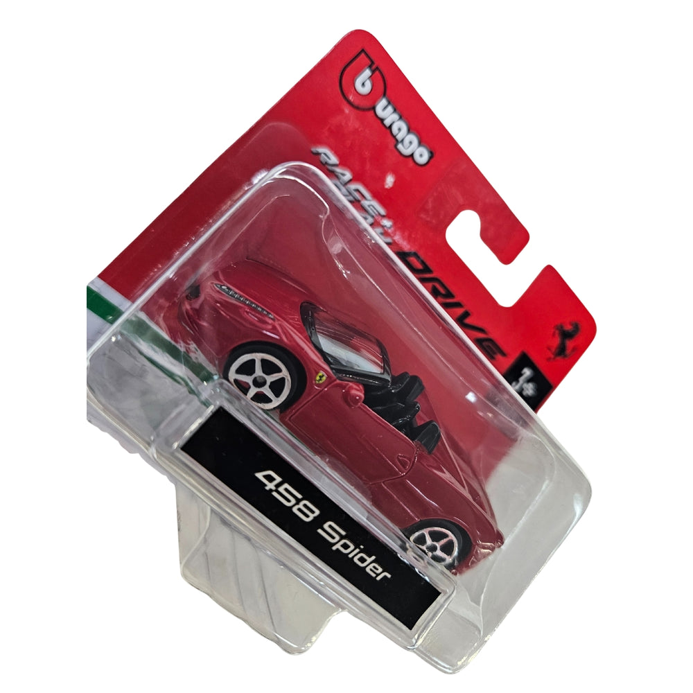 Ferrari 458 Spider Bburago Race + Play 1:64 Scale Model Car - Red