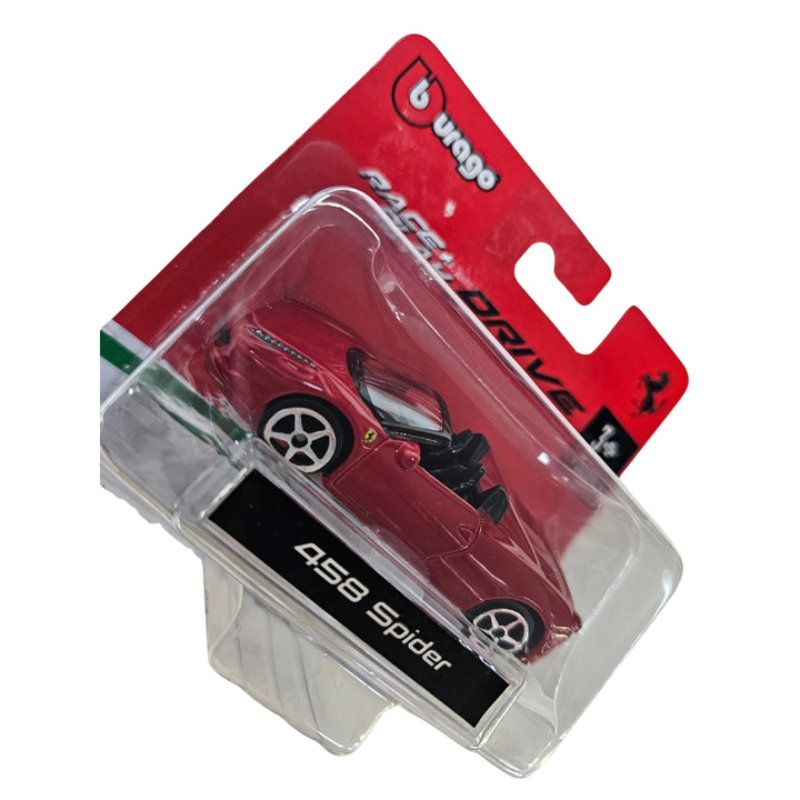 Ferrari 458 Spider Bburago Race + Play 1:64 Scale Model Car - Red