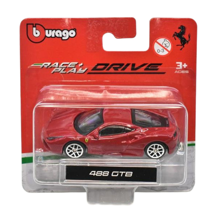 Ferrari 488 GTB Bburago Race + Play 1:64 Scale Model Car - Red