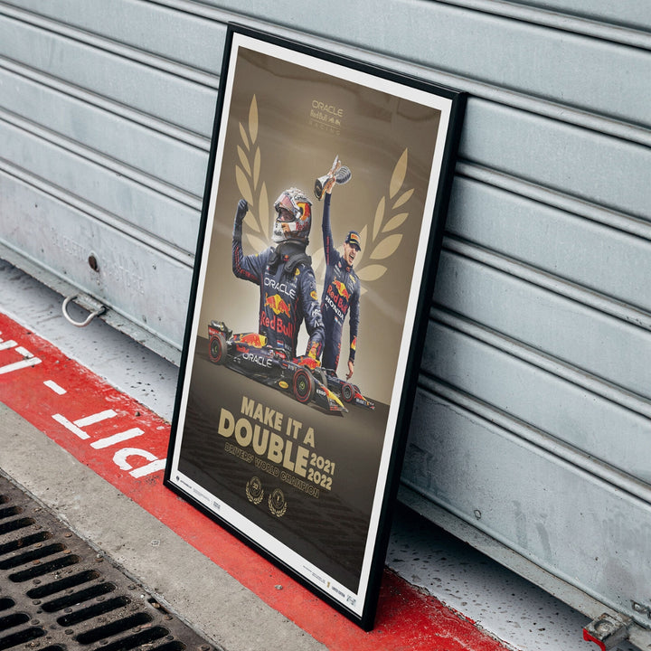 Red Bull Racing F1™ Team Max Verstappen 'Make It A Double' F1™ World Drivers' Champion Poster - Gold