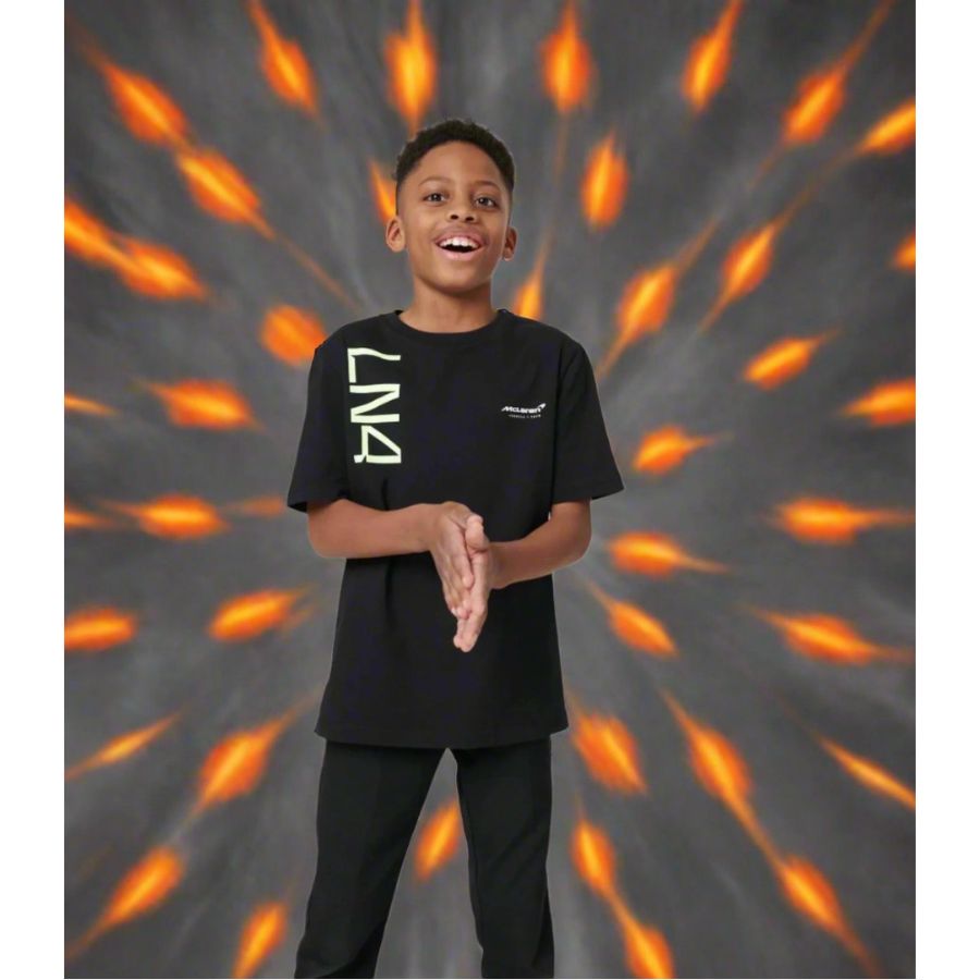 McLaren  F1™ Team Lando Norris 'Core' LN4 Kids Junior Unisex T-shirt - Black