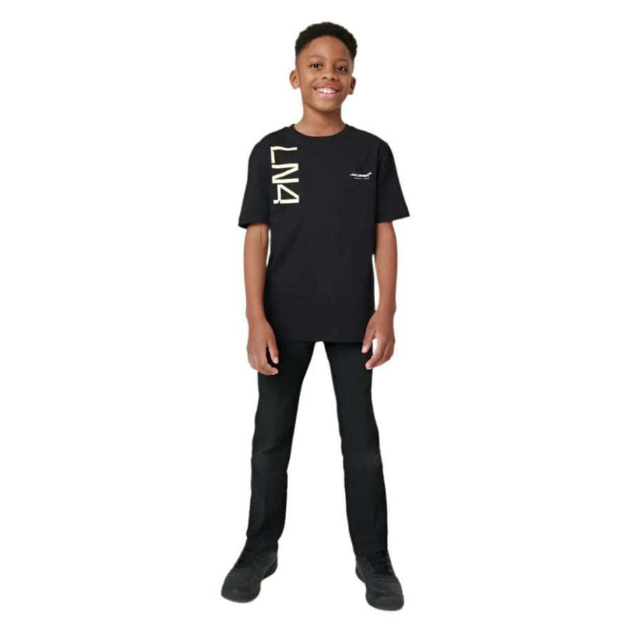 McLaren  F1™ Team Lando Norris 'Core' LN4 Kids Junior Unisex T-shirt - Black