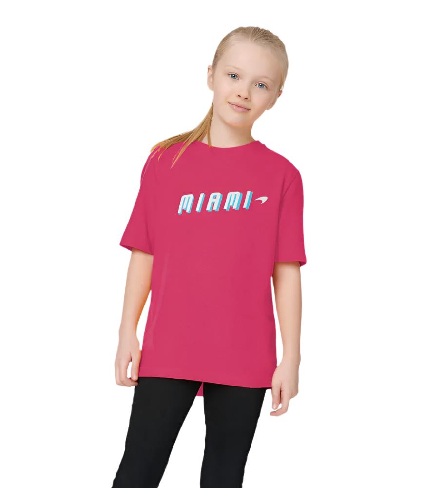McLaren F1™ Team Miami Neon Logo Junior Kids Unisex T-shirt - Pink