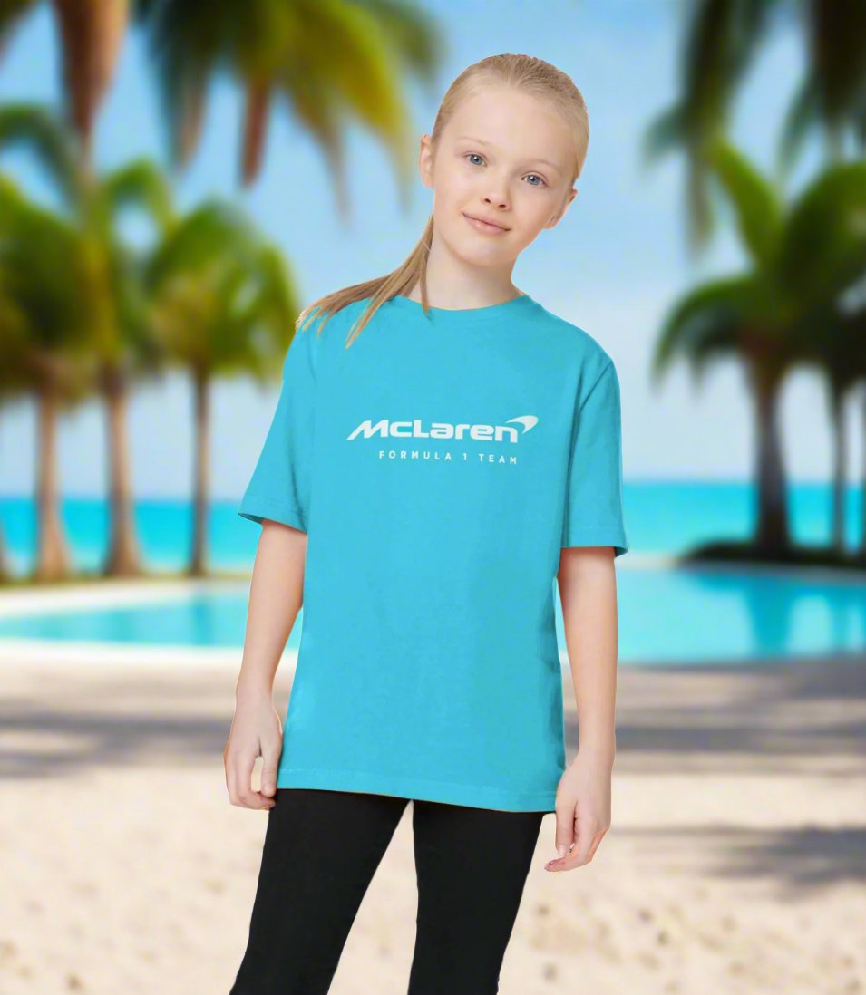 McLaren F1™ Team Miami Neon Logo Junior Kids Unisex T-shirt - Vice Blue
