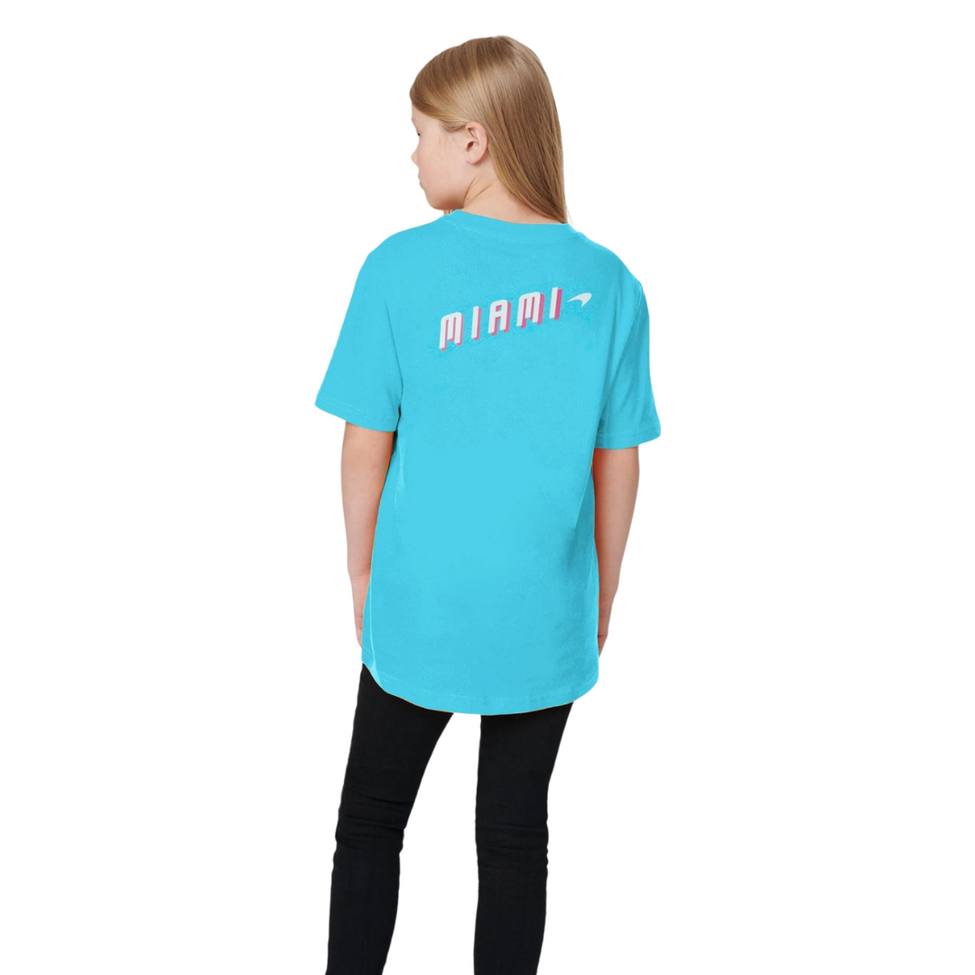 McLaren F1™ Team Miami Neon Logo Junior Kids Unisex T-shirt - Vice Blue