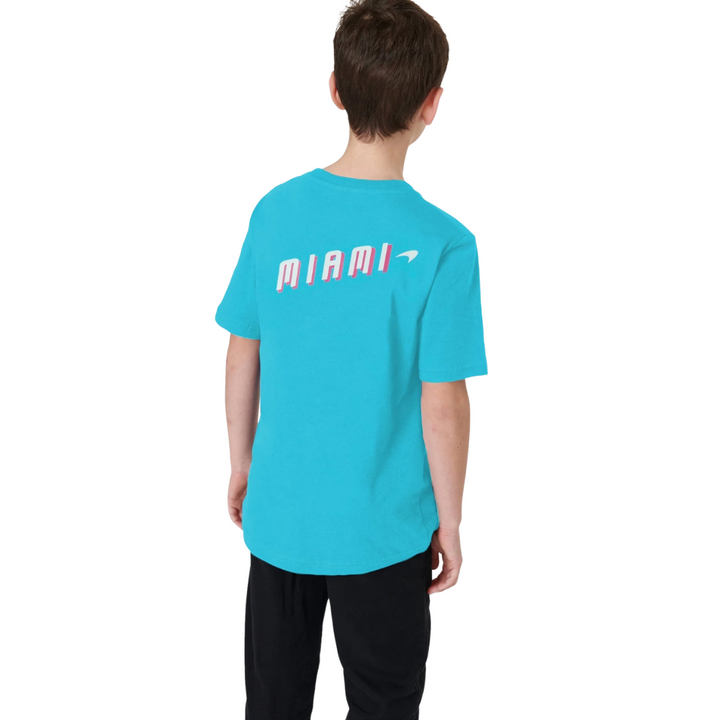 McLaren F1™ Team Miami Neon Logo Junior Kids Unisex T-shirt - Vice Blue