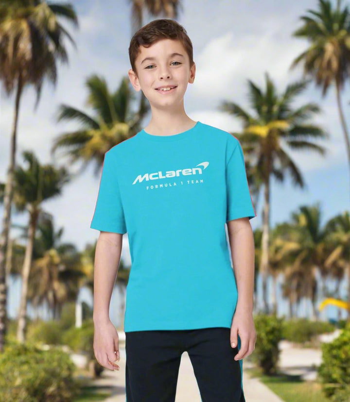 McLaren F1™ Team Miami Neon Logo Junior Kids Unisex T-shirt - Vice Blue