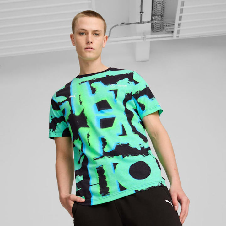 Mercedes AMG Petronas F1™ Team Neon Energy Las Vegas GP Allover-Print Men's T-shirt - Green