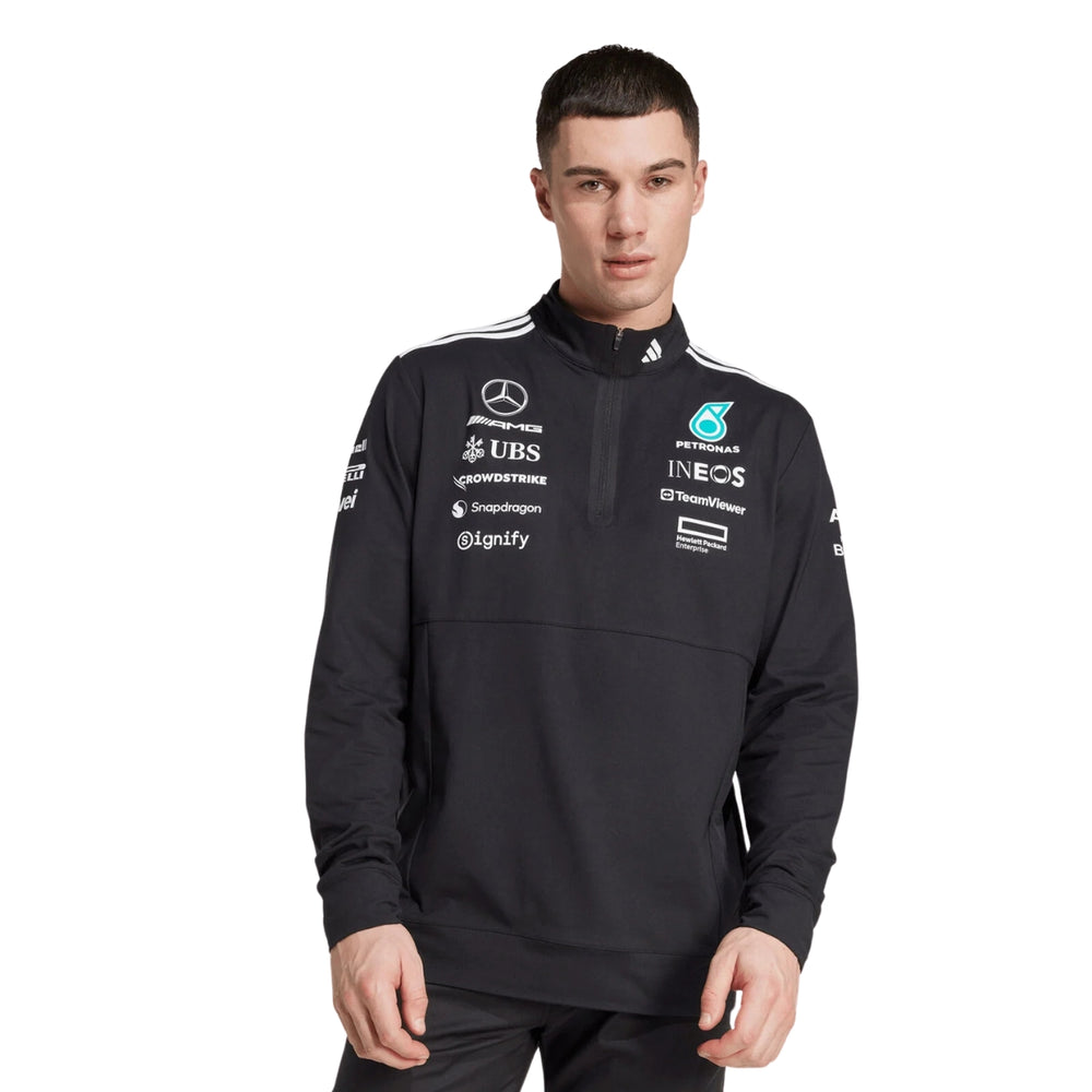 2025 Mercedes AMG Petronas F1™ Team x Adidas Men's 1/4 Zip Sweatshirt - Black
