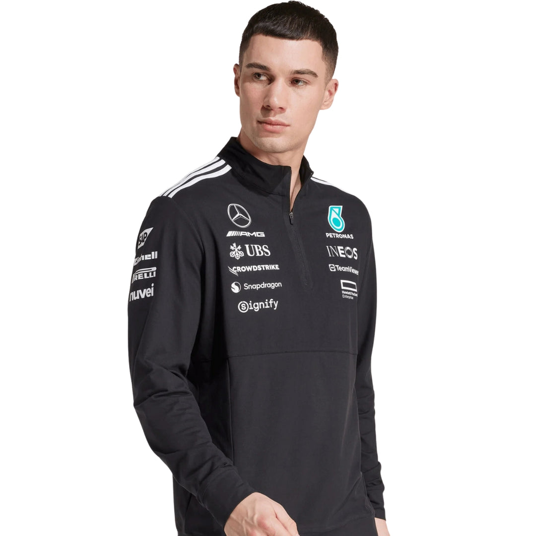 2025 Mercedes AMG Petronas F1™ Team x Adidas Men's 1/4 Zip Sweatshirt - Black