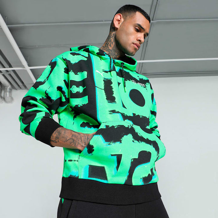 Mercedes AMG Petronas F1™ Team Neon Energy Las Vegas GP Allover-Print Men's Hoodie - Black